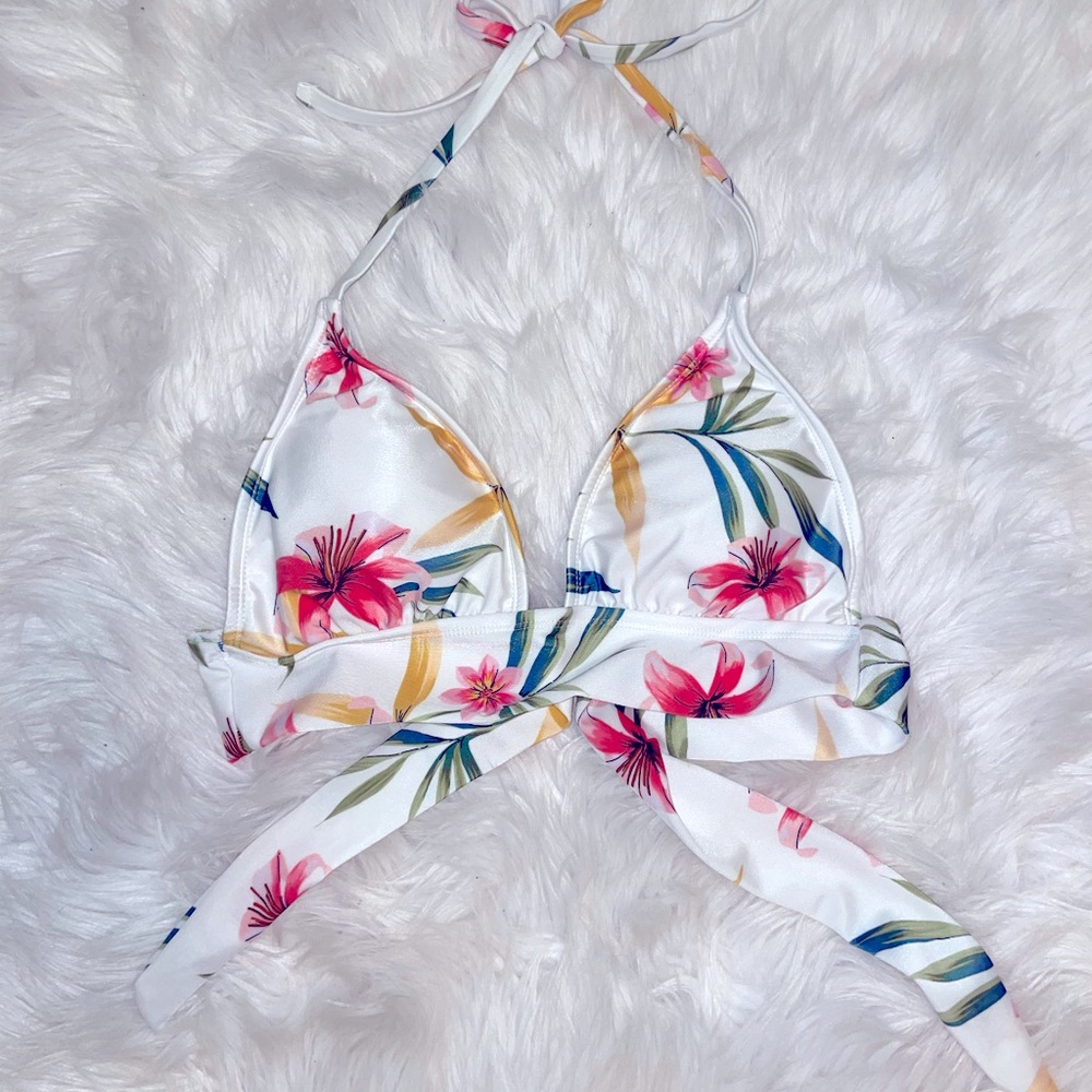 Target White and Floral Bikini Top